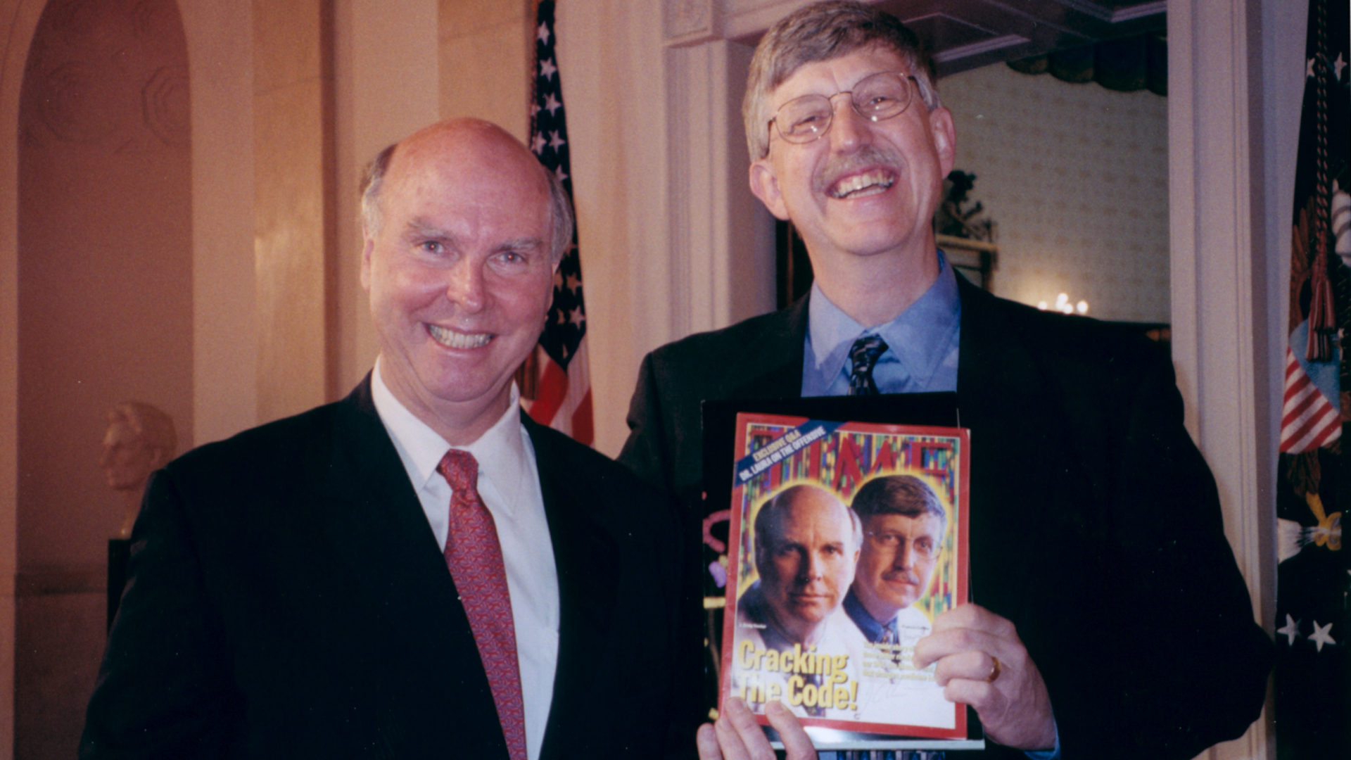 Collins and Venter with President Clinton at the White House, June 2000.